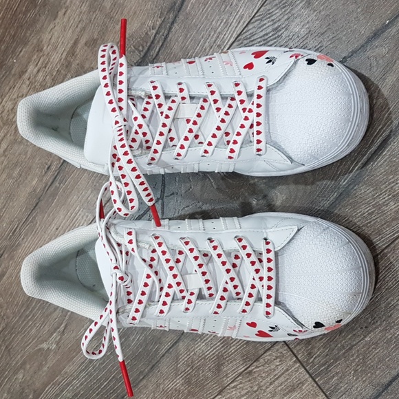 ADIDAS Limited Edition Superstar Hearts Shoes 7 - Picture 3 of 14